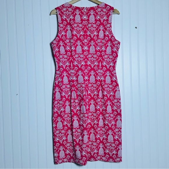 J. McLaughlin Catalina Cloth Pineapple Print Sheath Dress Size L Bright Pink - Picture 5 of 8
